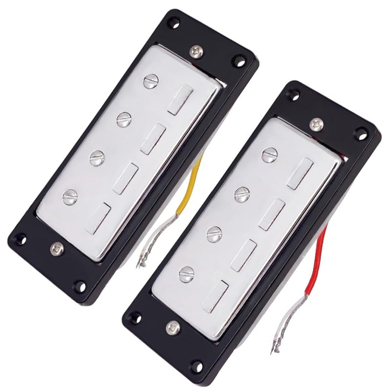 JD.Moon Mini 4 string Bass Guitar Humbucker Pickups with Black Ring Chrome Set of 2pcs - Image 1